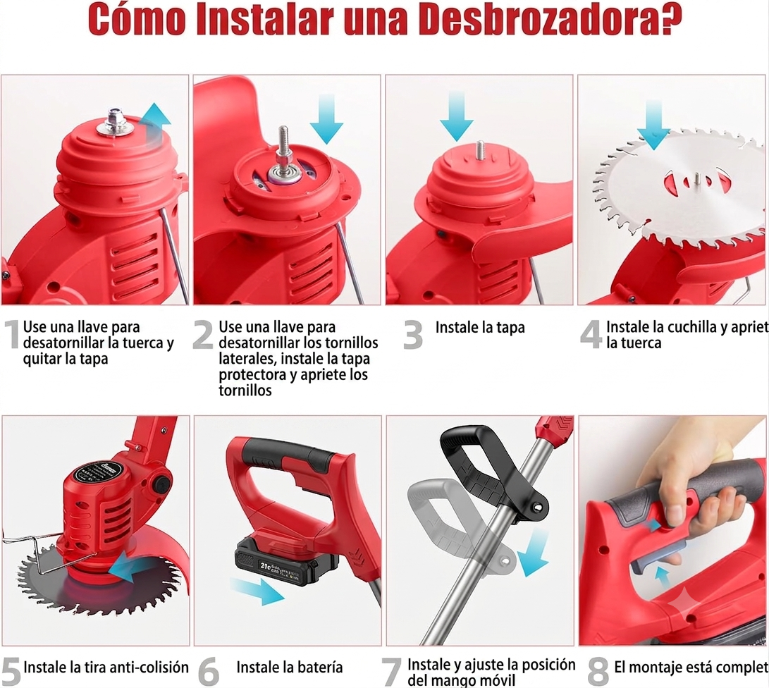 TurboBlade - Guadaña Eléctrica Recargable 3 en 1 - Corta, poda y desbroza + Batería EXTRA GRATIS (Solo HOY)