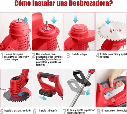 TurboBlade - Guadaña Eléctrica Recargable 3 en 1 - Corta, poda y desbroza + Batería EXTRA GRATIS (Solo HOY)