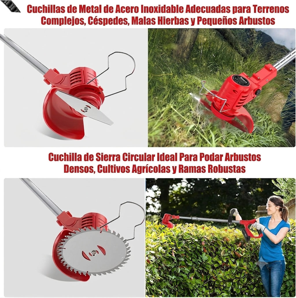 TurboBlade - Guadaña Eléctrica Recargable 3 en 1 - Corta, poda y desbroza + Batería EXTRA GRATIS (Solo HOY)