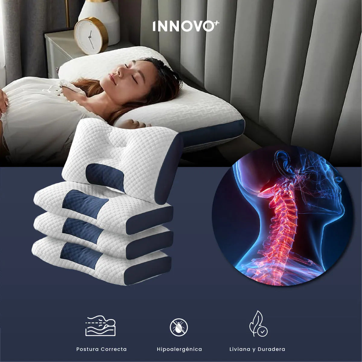 Almohada cervical – Espuma viscoelástica – Funda de bambú