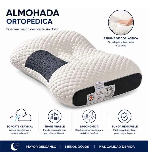 Almohada cervical – Espuma viscoelástica – Funda de bambú