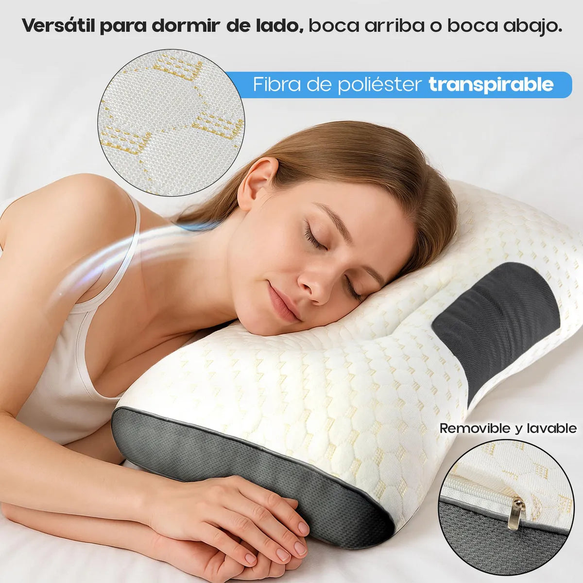 Almohada cervical – Espuma viscoelástica – Funda de bambú